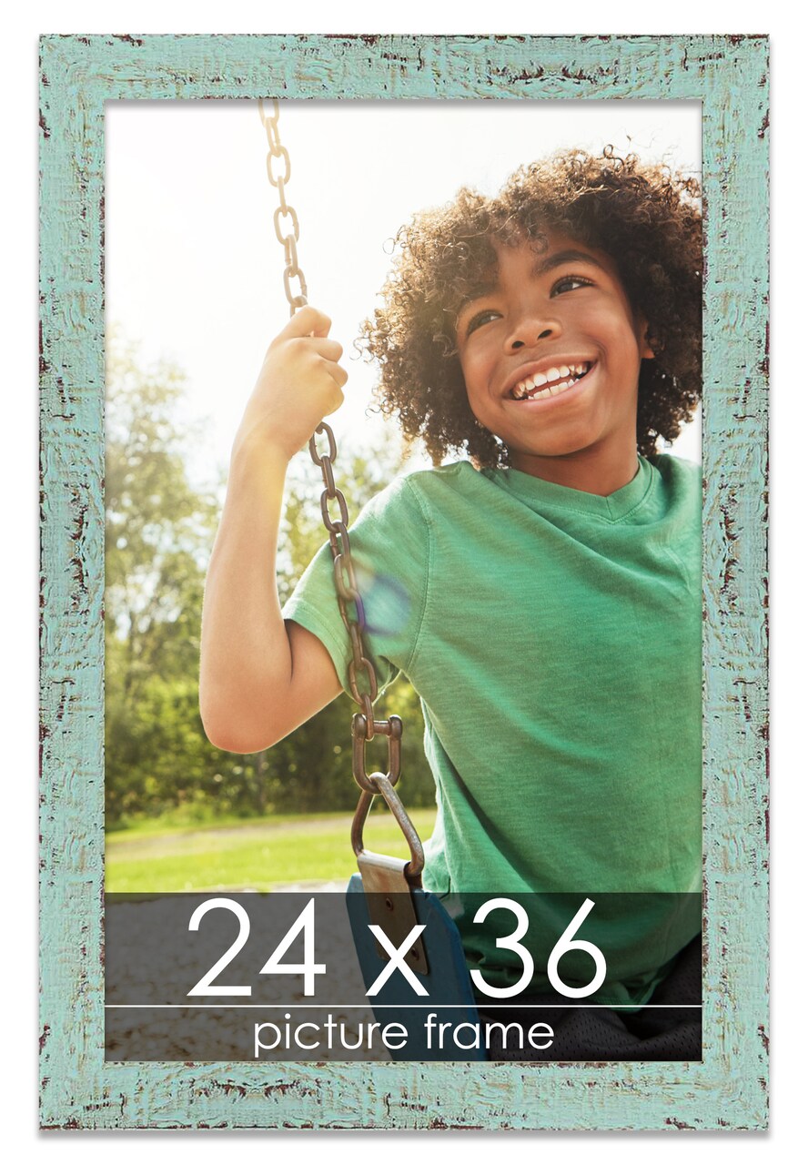 Shabby Chic Green Picture Frame - UV Acrylic, Foam Board Backing, Hanging Hardware